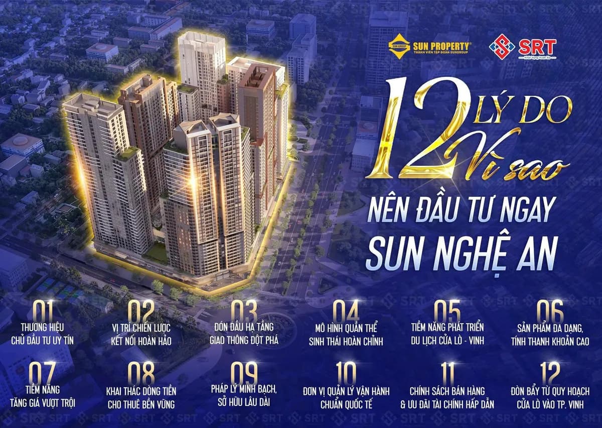 CHUNG CƯ CAO CẤP SUN TRƯỜNG VINH– VỊ TRÍ TRUNG TÂM TP Vinh – GÍA TỐT